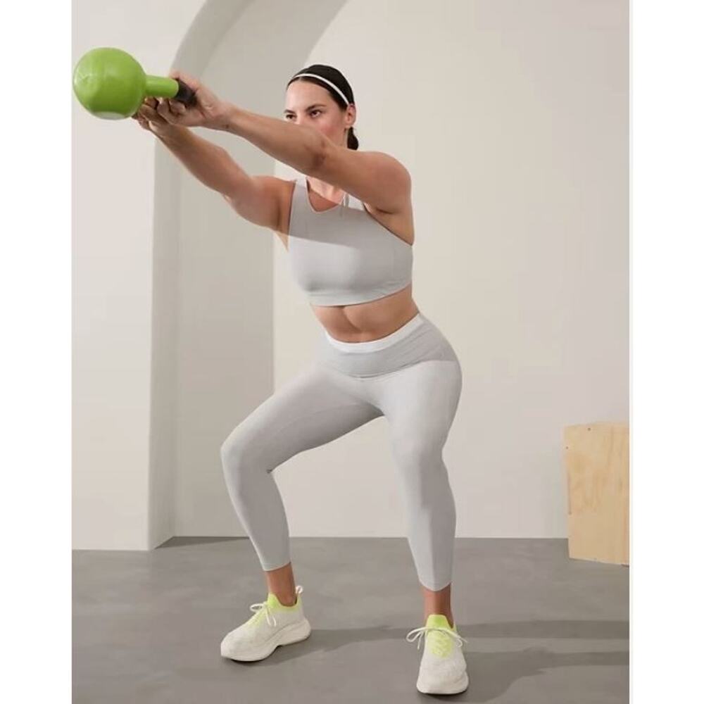 Athleta S Interval Stash High Rise Tipped 7/8 Legging Quartz White Small - Picture 5 of 5